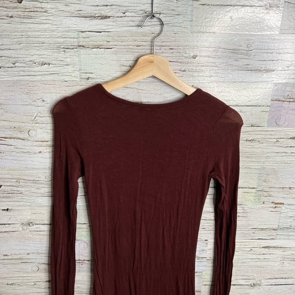 Wilfred burgundy red long sleeve maxi dress size xs aritzia - Picture 4 of 8